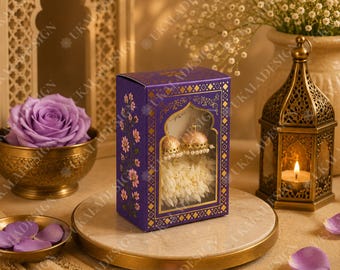 Luxury Jhumka & Gajra Gift Box - Purple Colour - Mehndi Favour, Wedding, Sangeet, Dholki Display, Bridesmaid Gift, Asian Theme Party Decor