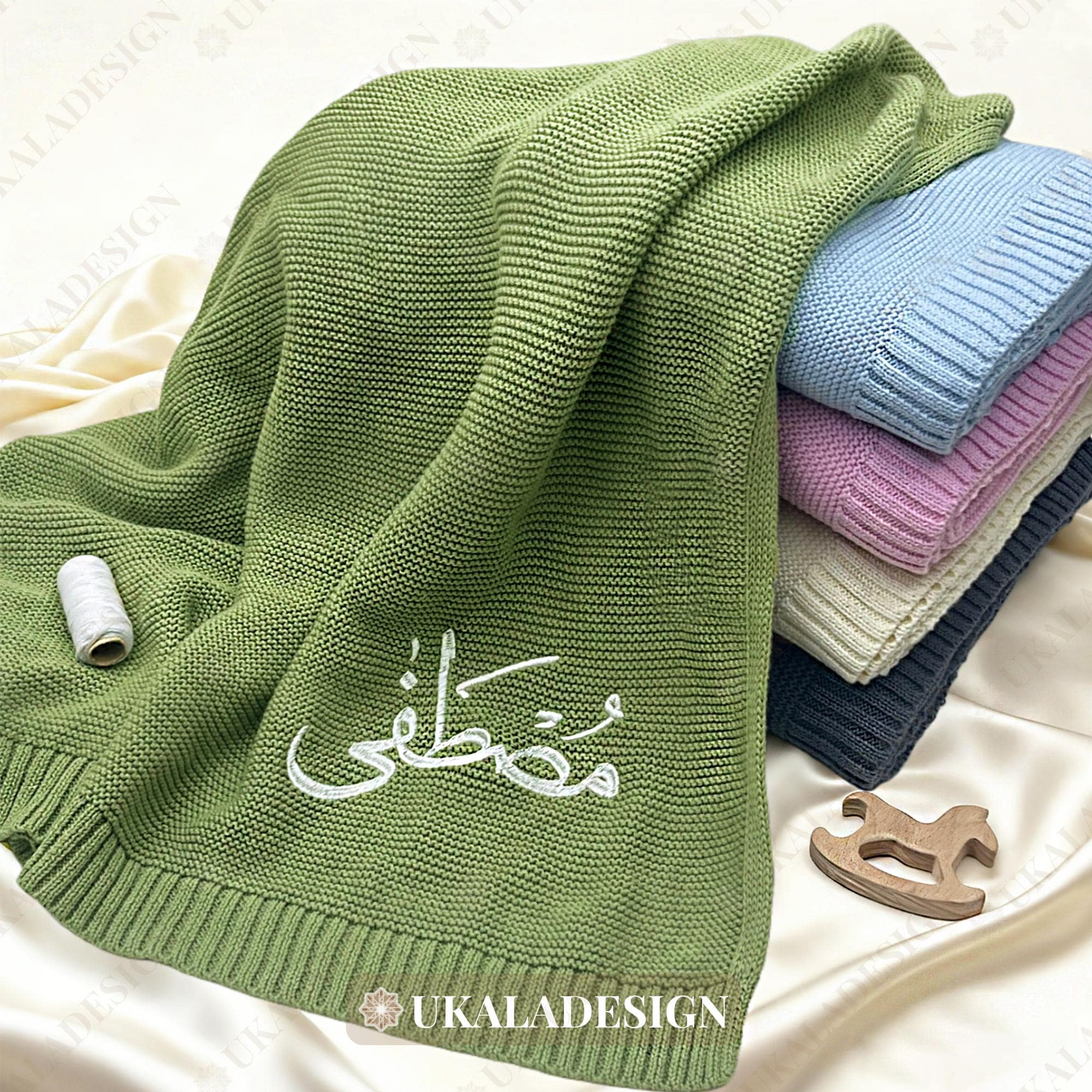 Arabic Embroidery Knitted Baby Blanket - Custom Name Blanket ...