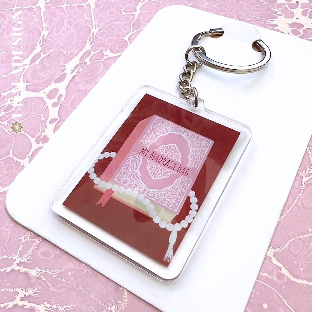 Madrasa Keyring - New Student Keychain Gift - Pink Islamic Design ...