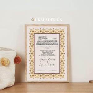 Contrato Nikkah personalizado, Nikah Nama, certificado de matrimonio musulmán personalizado, recuerdo, regalo de boda para la novia o el novio 3