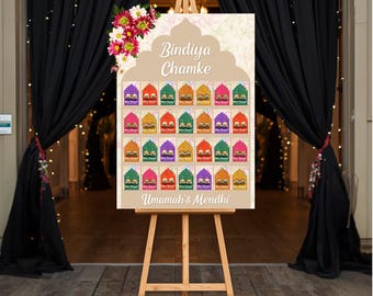 Bindiya Chamke Display Board - Mehndi & Wedding Jewellery Sign – Bindi Card Holder - Personalised Board for Mayoon, Dholki, Custom Décor
