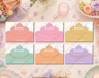 Pastel Maine Payal Hai Chhankai Anklet Display Cards, Mehndi Paayal Favours, Haldi Wedding Favours, Indian Dholki Cards, Personalised Decor