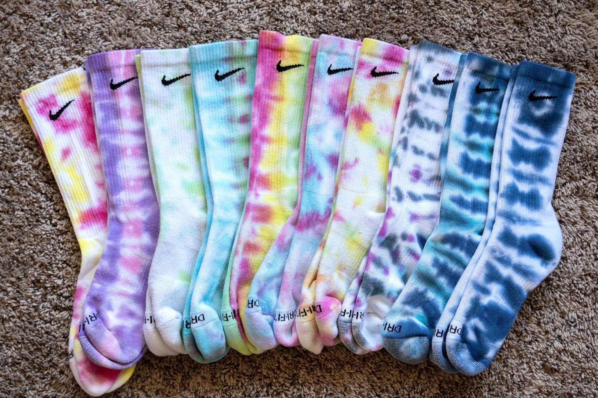 Tie Dye Socks Nike Crew & Ankle Etsy