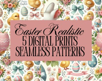 Easter Chick & Bunny Seamless Pattern, Pastel Spring Paper (Digital Download)