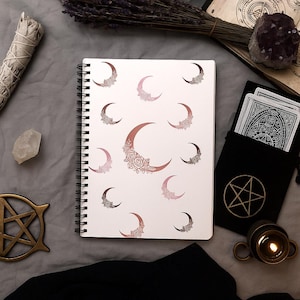 Crescent Moon Notebook Journal Diary Rule Line Spiral