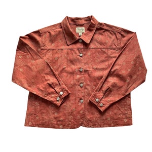 Floral Denim Jacket XL Floral Paisley print- Front pockets - Eco-friendly shop