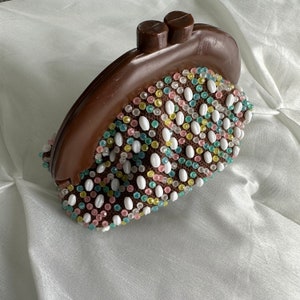 60&#39;s hand bag Hand Made Beaded Purse - Made in Hong Kong - JEM vintage hand bag pouch - Eco friendly shop
