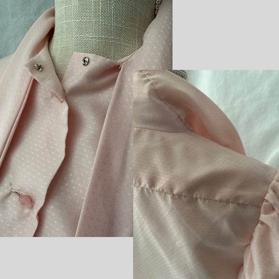 Puff sleeve Blouse Cotton Candy Pink - Tie neck &… - image 9