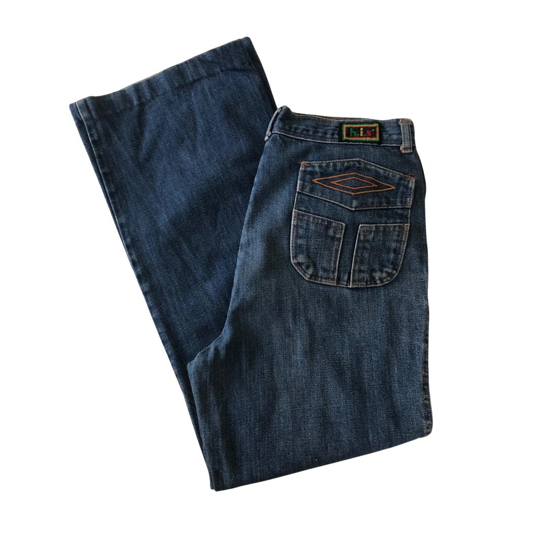【COLOR iN ID】Long double wrap denim pants Vintage Harlem Womens 12 Stretch Jeans 24x27 Blue Skinny