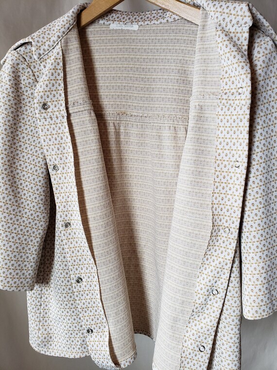 Vintage Boho Jacket, Beige Cropped 3/4 sleeve . U… - image 5
