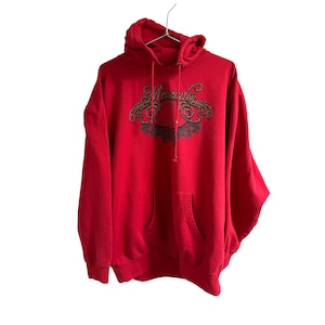 XXL Mens Sweatshirt Red Hoodie vtg 00s - Menard&#39;s on front - Mens vintage Clothing