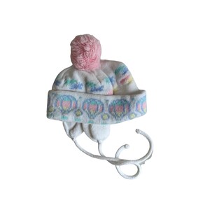 Children&#39;s Vintage Hat - Ski hat for the toddler with Pink Pompom - Super Cute Kids Clothes