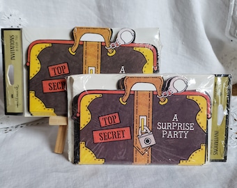 70's Surprise Party Invites set/8 - Top Secret themed NOS Vintage Hallmark still in package - vintage paper ephemera - Eco-friendly shop