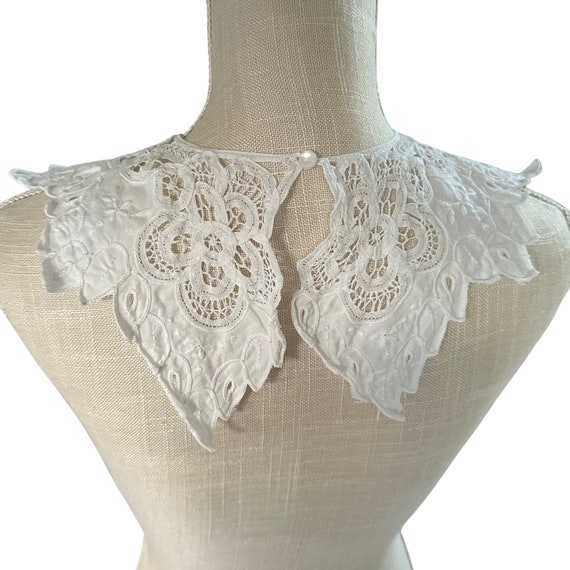 Embroidered Collar Vintage Cotton Lace Embroidery… - image 2
