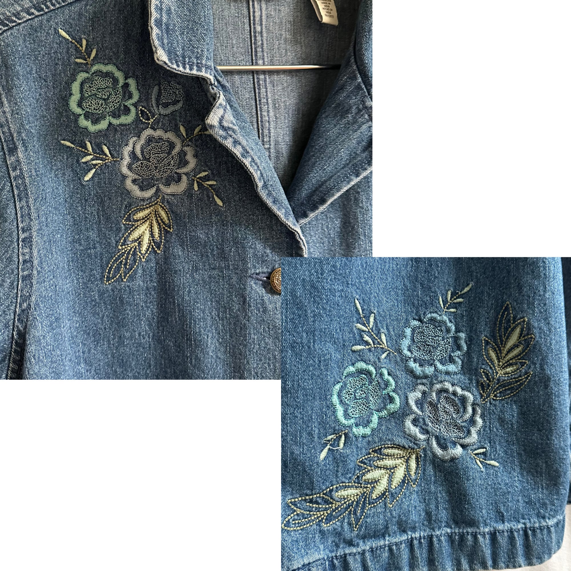 ジャケット・アウター 80s vintage flower denim jeans jacket The Checker Flower Embroidery Denim Jacket | Vintage 80s