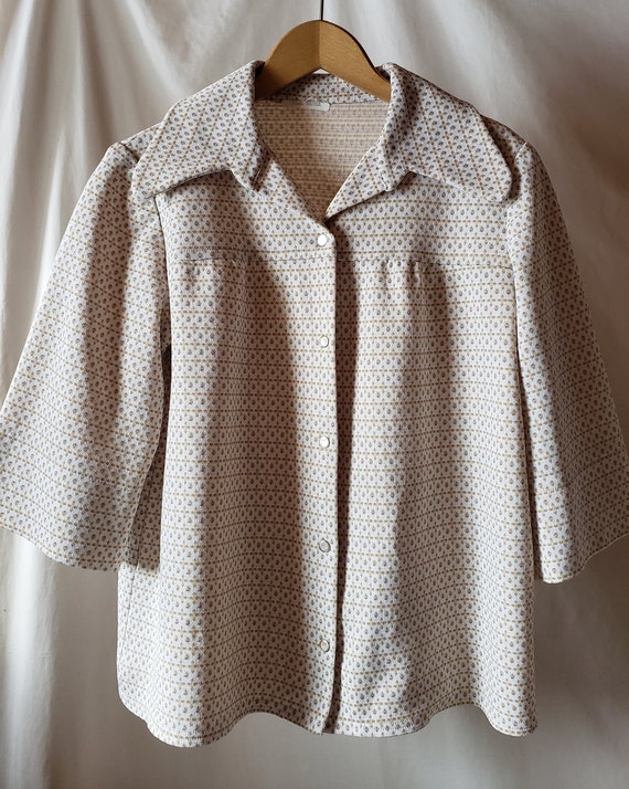 Vintage Boho Jacket, Beige Cropped 3/4 sleeve . U… - image 3