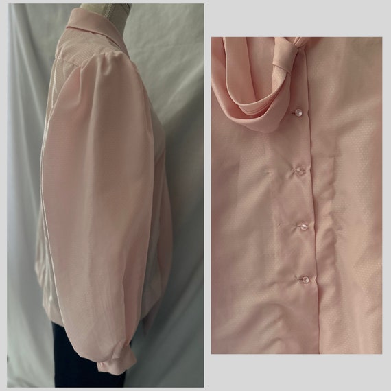 Puff sleeve Blouse Cotton Candy Pink - Tie neck &… - image 6