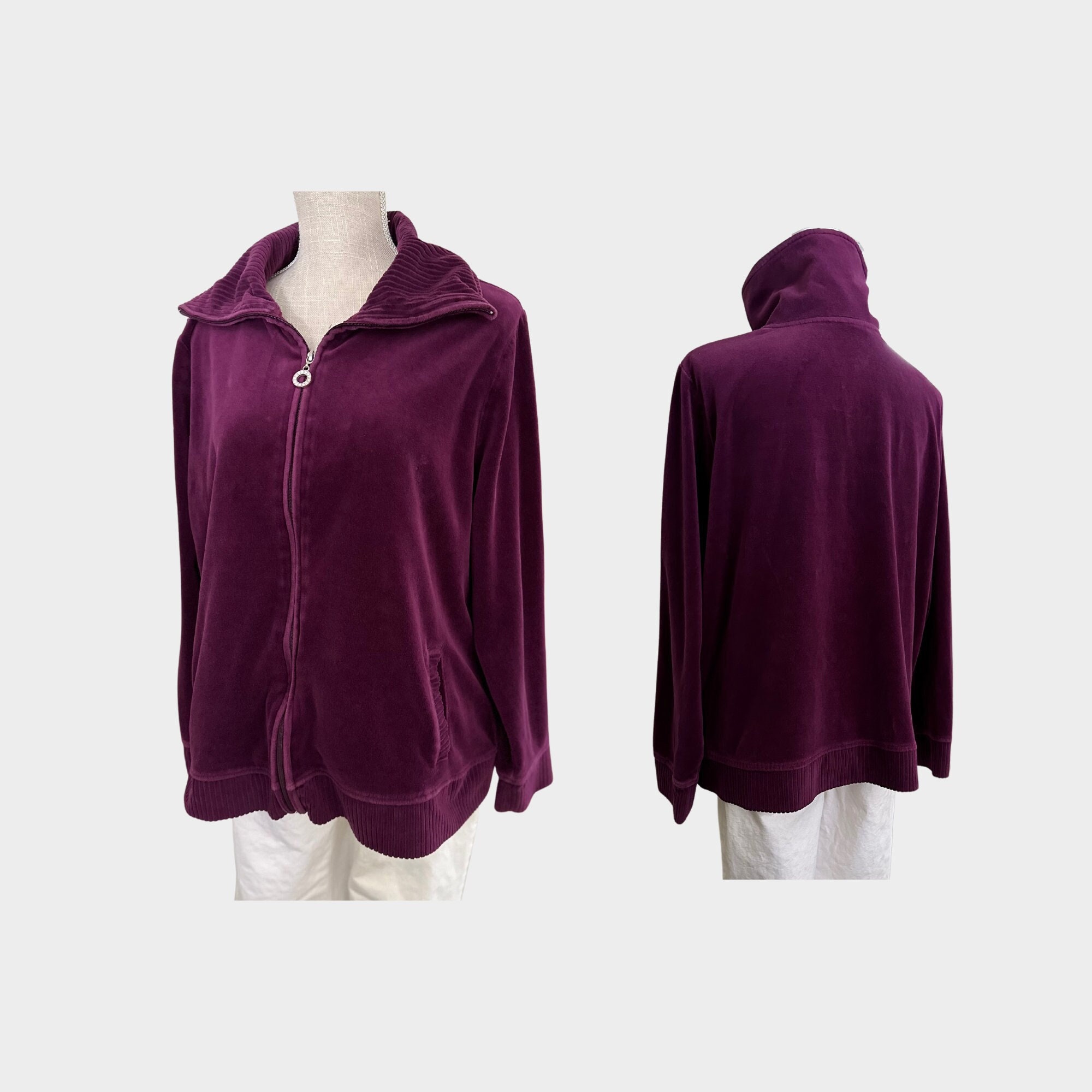 【 VINTAGE 】 1B Classic Velour Jacket Juicy Coutour Women's Velour Track jacket Vintage 90s Full