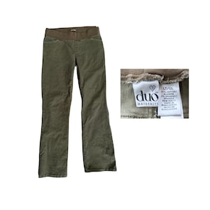 Maternity Pants Corduroy 40&quot;x31&quot; 90&#39;s Soft Elastic Waist Mossy green color - Eco-friendly Shop