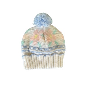 Children&#39;s Vintage Hat - Ski hat for the toddler with blue Pompom - Super Cute Kids Clothes