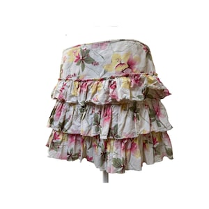 short skirt - Layered mini skirt - floral skirt layers of ruffles - Women's vintage clothing shop