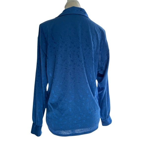 80s Blouse sz 12-14 Royal Blue shiny blouse - Wom… - image 4