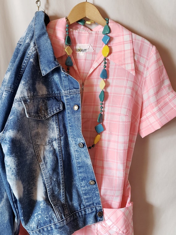 Vintage 60s Pink Plaid Dress - Starlite Miami Designer
