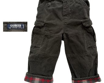 Boys pants 24 mo Oshkosh Corduroy Cargo pants Plaid accents - Cleaning the earth one fabric at a time...