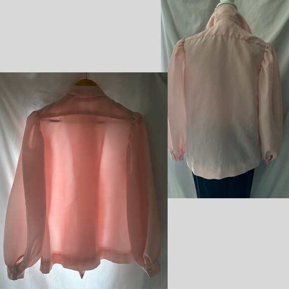 Puff sleeve Blouse Cotton Candy Pink - Tie neck &… - image 4