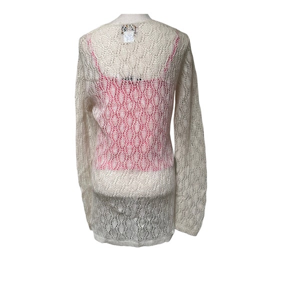Lace Sweater M - wool blend Knit Cardigan/Elegant… - image 6