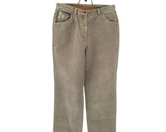 90s High Waisted Corduroy Pants – Liz Claiborne Beige Cotton, Size 12