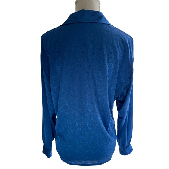 80s Blouse sz 12-14 Royal Blue shiny blouse - Wom… - image 5