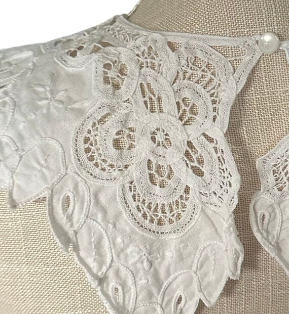 Embroidered Collar Vintage Cotton Lace Embroidery… - image 3