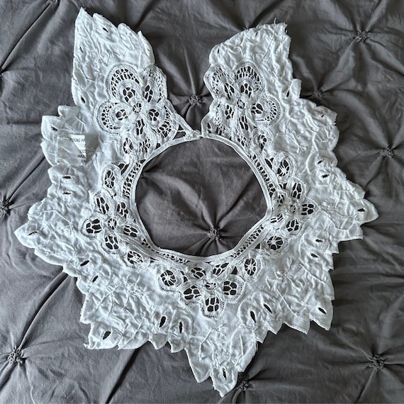 Embroidered Collar Vintage Cotton Lace Embroidery… - image 7