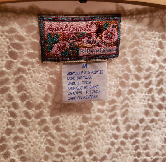 Lace Sweater M - wool blend Knit Cardigan/Elegant… - image 9
