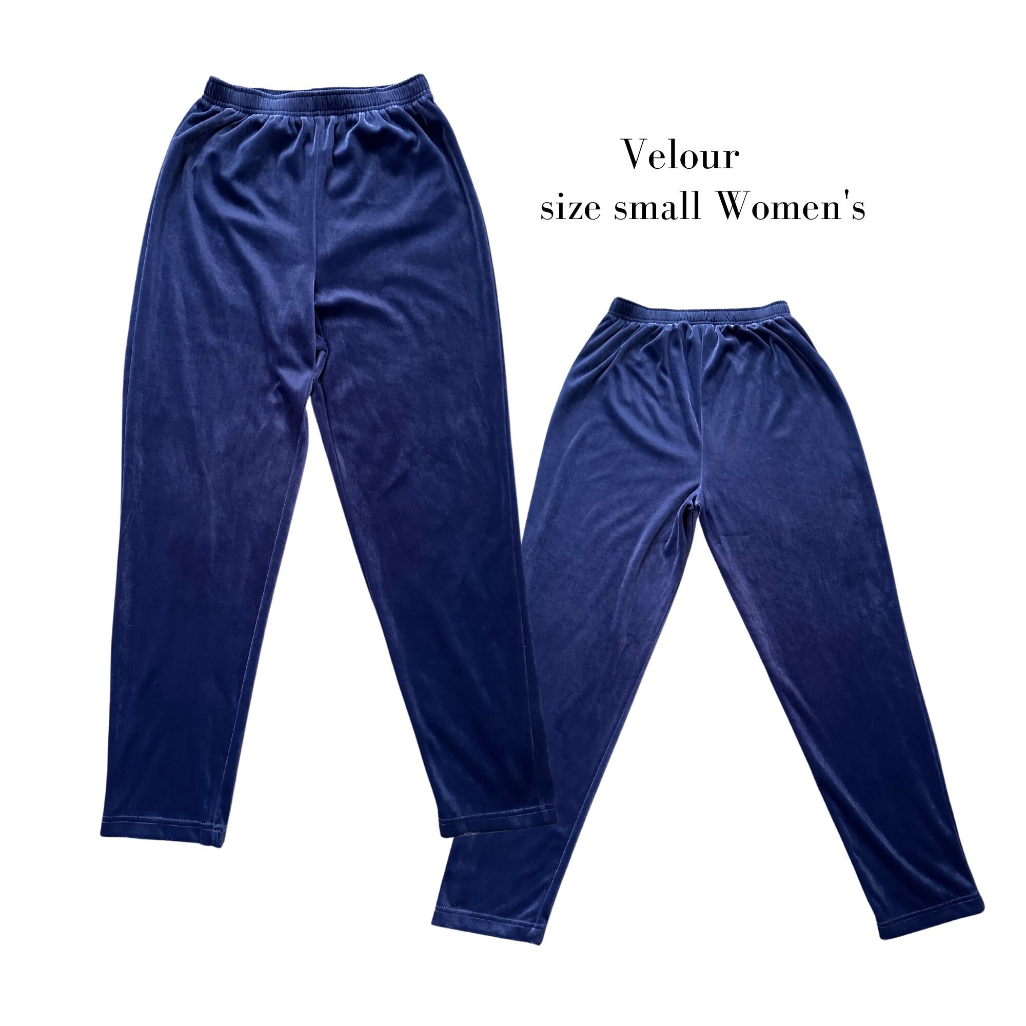 Womens Velour Pants Sm Elastic Waist Dark Midnight Blue Womens Velour Pants Sm Elastic Waist Dark Midnight Blue