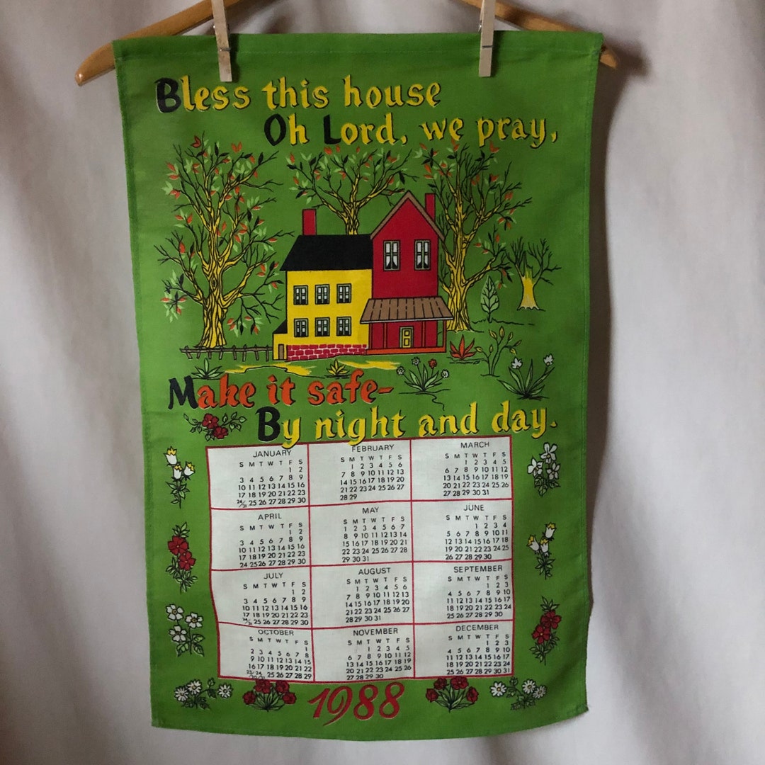 1988 Calendar Tapestry vintage Calendar tea Towel Etsy