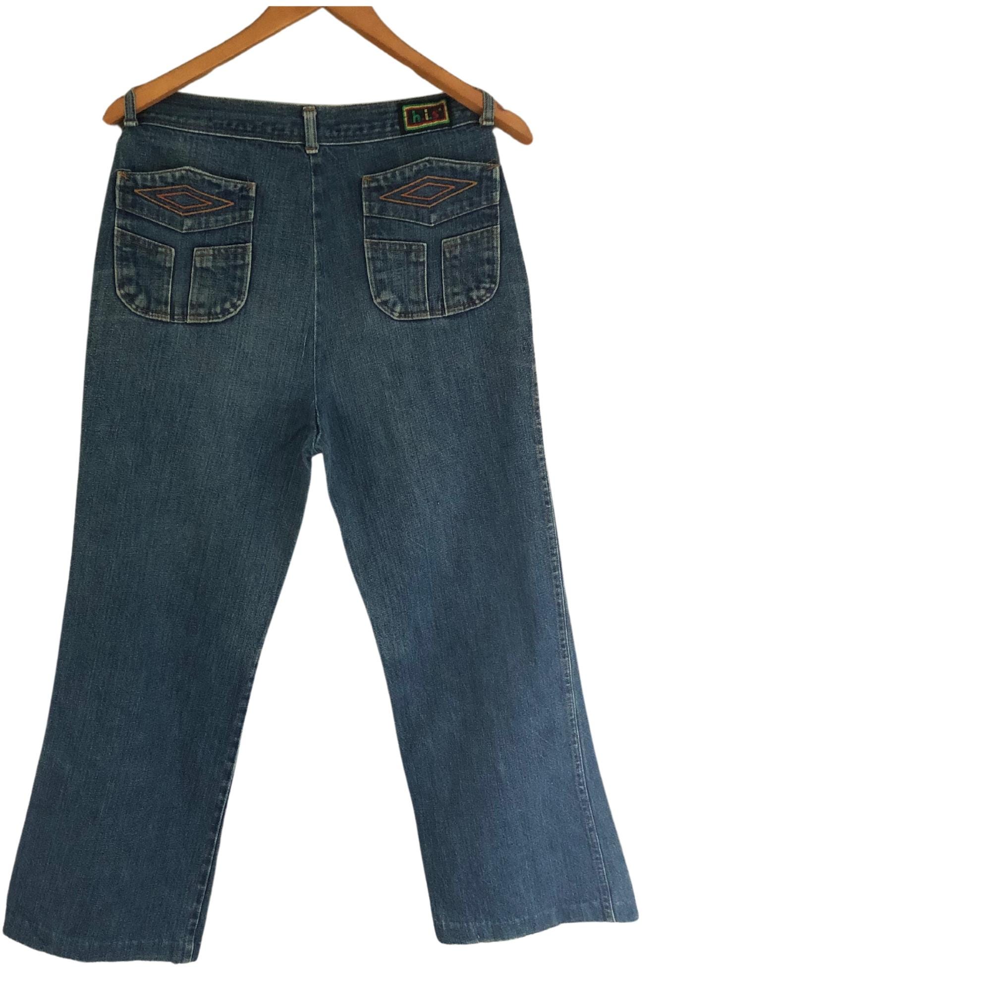 【COLOR iN ID】Long double wrap denim pants Vintage Harlem Womens 12 Stretch Jeans 24x27 Blue Skinny