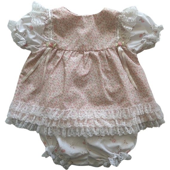 Baby clothes 6/9 mo Pink floral dress w/diaper co… - image 2