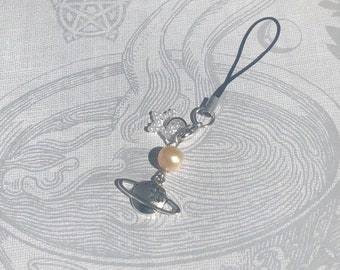 Pearl and Planet Phone Charm