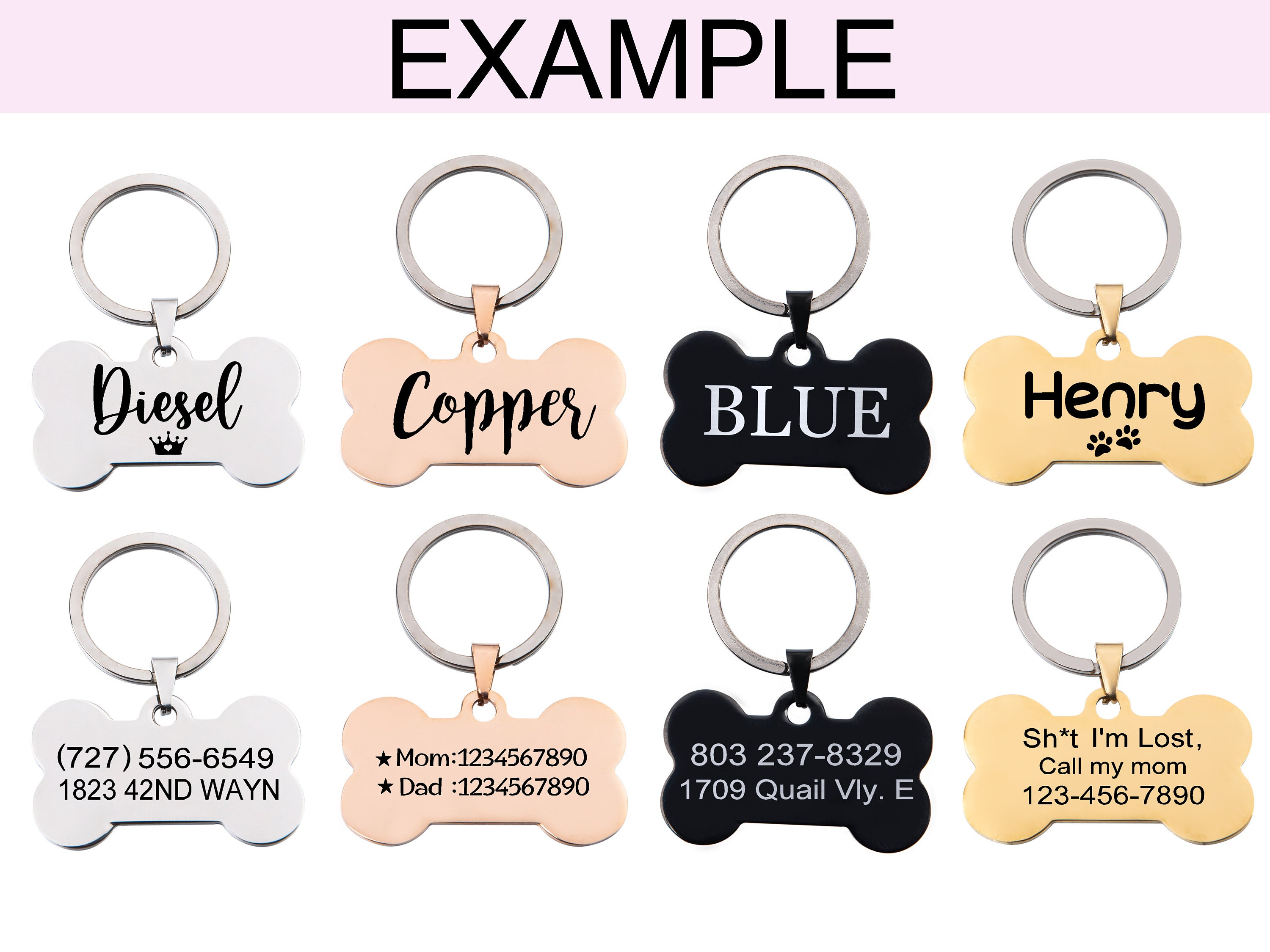 Microchip Dog Tag Personalized pet dog ID tag Bone Dog Etsy