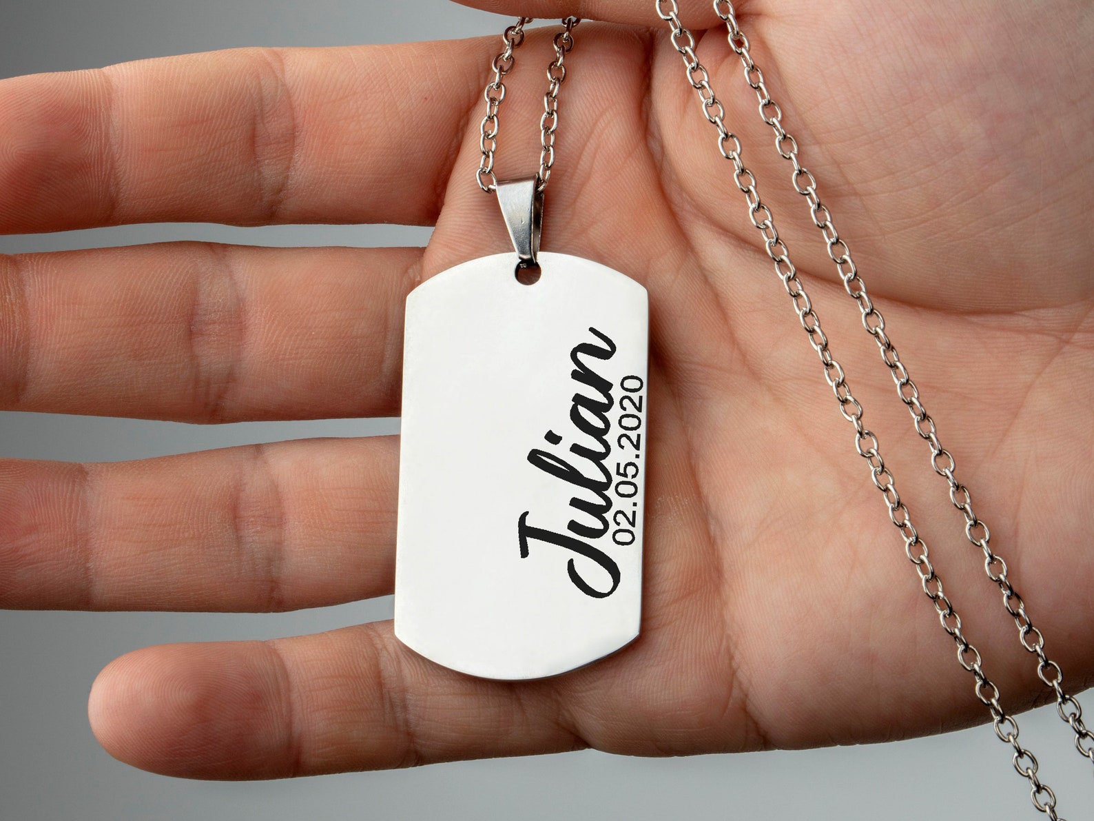 Mens Personalized Dog Tag Necklace Husband Gift for Boyfriend Etsy