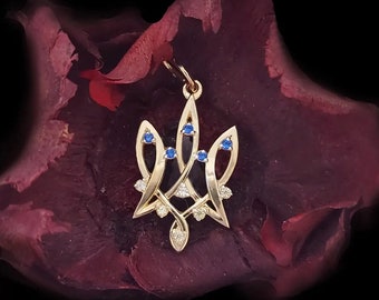 Ukrainian trident pendant tryzub necklace ukrainian jewelry