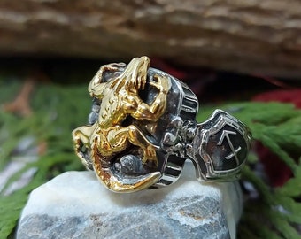 Handcrafted Dragon Lizard Ring, Unique Fantasy Jewelry, Mythical Creature Statement Ring
