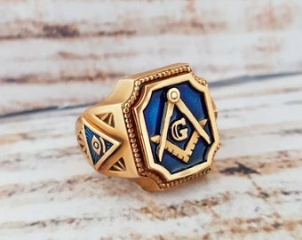 Silver masonic ring enamel freemason ring gold masonic ring
