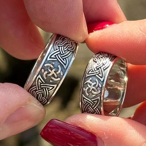 Matching Celtic Wedding Bands - Sterling Silver Celtic Ring Set, Viking Wedding Ring Set