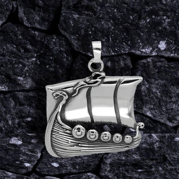 Handcrafted Viking Drakkar Ship Pendant - Norse Jewelry for Men and Women