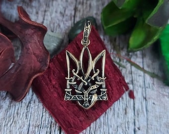 Ukrainian trident pendant tryzub necklace