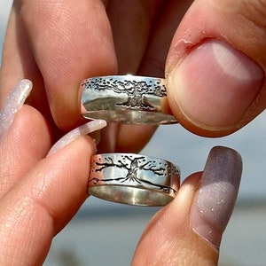Viking wedding ring set viking engagement ring Yggdrasil tree of life ring wedding ring set