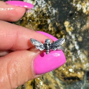Death Head Moth Ring – Gothic Statement Ring for Women, Sterling Silver or Bronze Memento Mori Jewelry, Dark Insect Ring